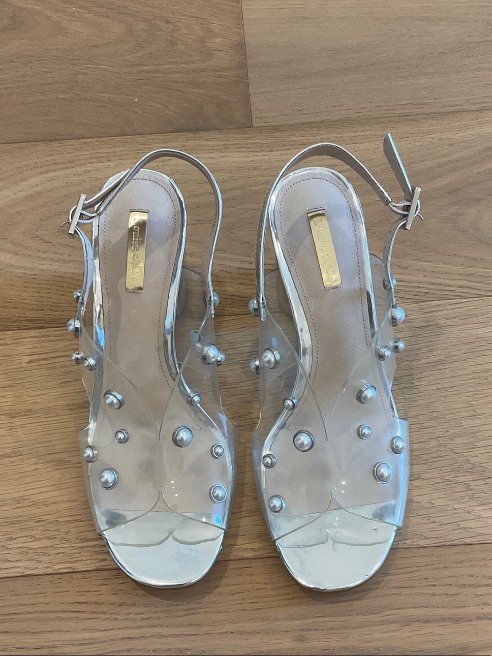 Louise et Cie Clear Pearl-Embellished Slingback Sandals